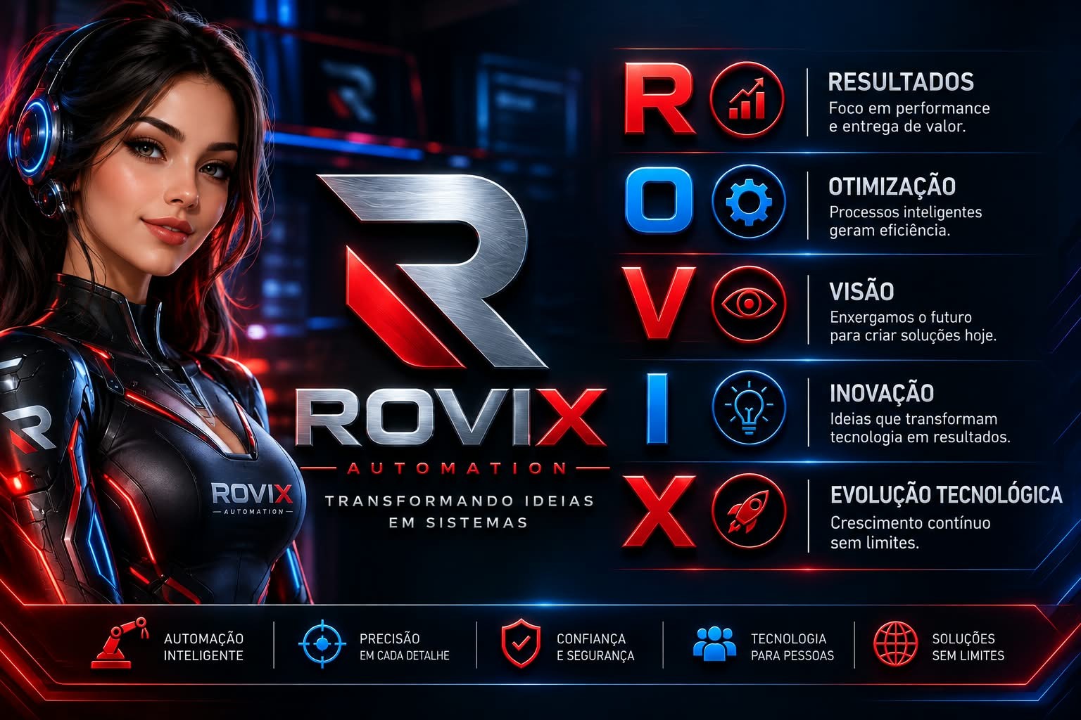 Avatar aprovado da LIA, assistente pessoal ROVIX